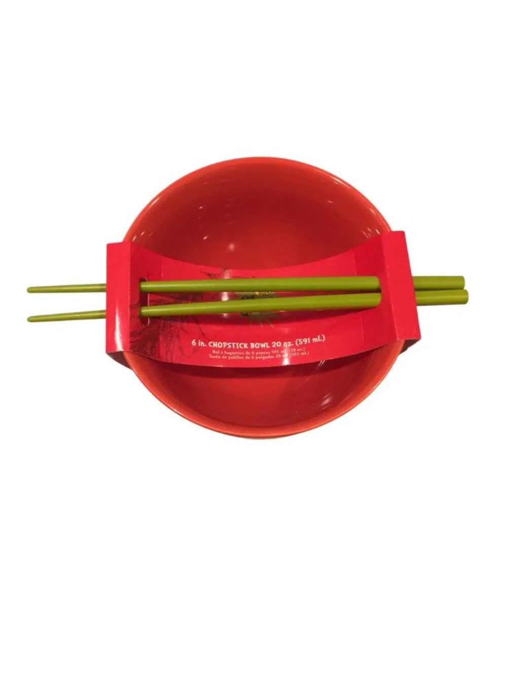 The GRINCH Dr Seuss DECK THE HALLS Red Ramen Bowl with Green Chopsticks